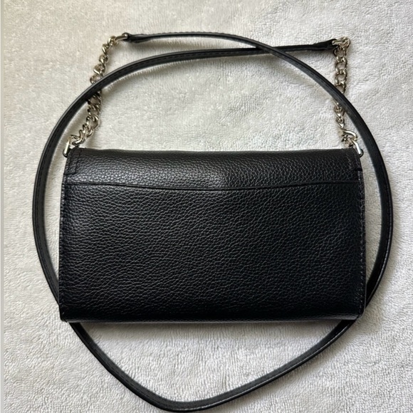 NEW! Kate Spade Eva Wallet On A Chain – Black Pebbled Leather - Picture 7 of 9